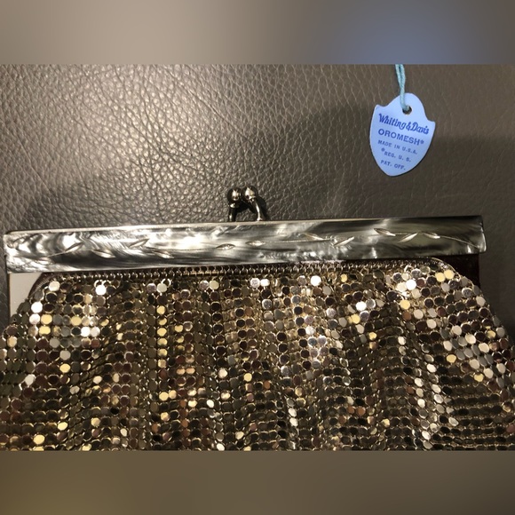 Vintage Whiting & Davis Silver Mesh Purse Handbag Evening Clutch Original Mirror - Picture 5 of 6